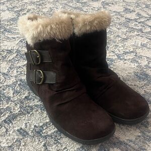 Kim Roger's Women’s Faux-Fur Trim Winter Ankle Boots -